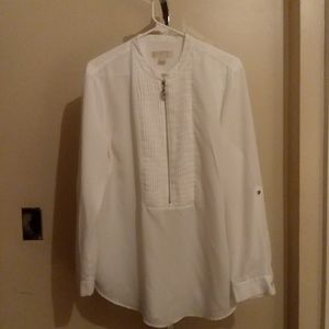 Michael Kors White Pintuck Blouse Size XL